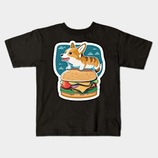 Corgi on a Burger Kids T-Shirt